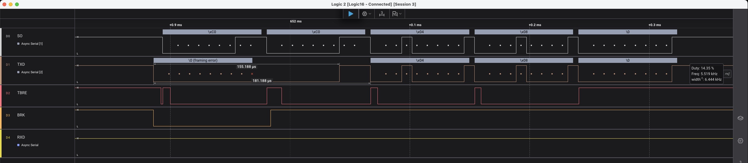 Logic Analyzer Send Break