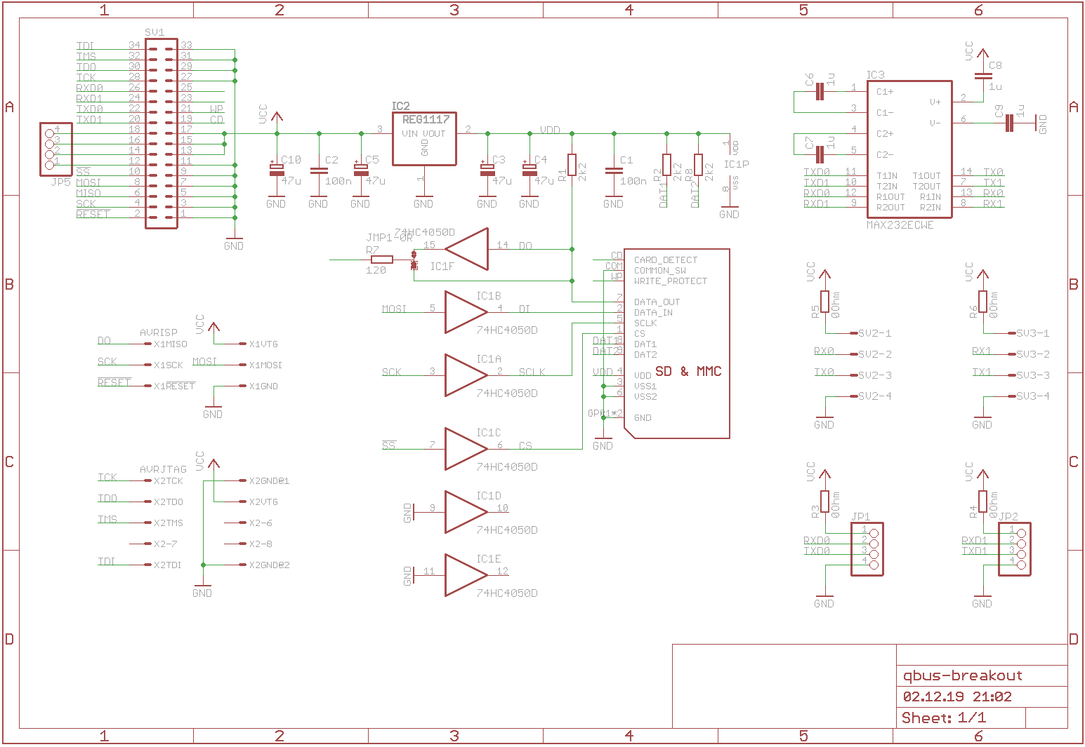 Schematic of the breakout board